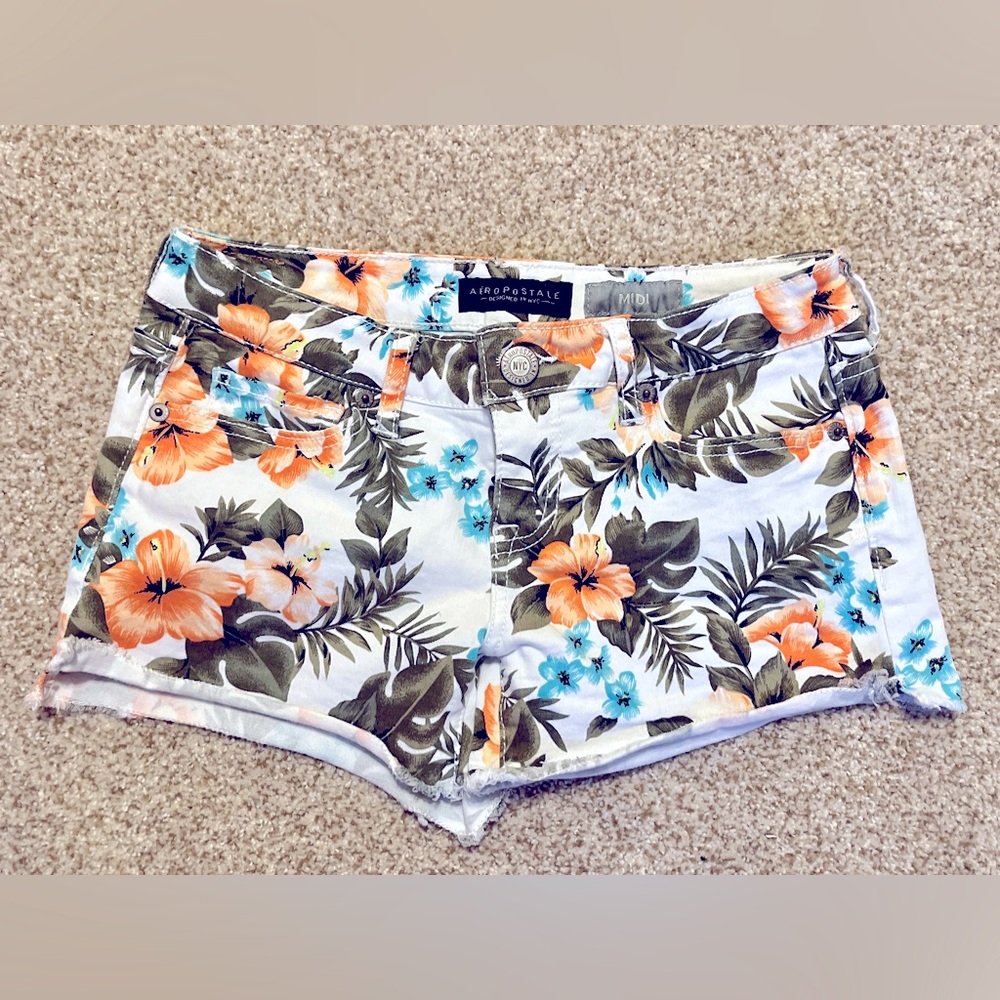 Aeropostale Women's Floral Jean Shorts - Beach, Coastal, Tropical